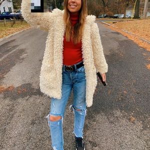Forever 21: white fuzzy coat